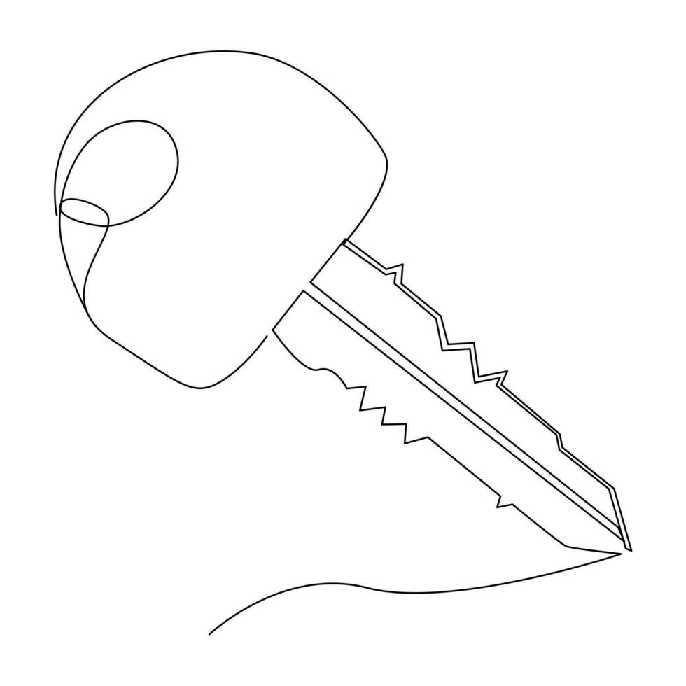 Continuous single line lock key outline vector art  drawing