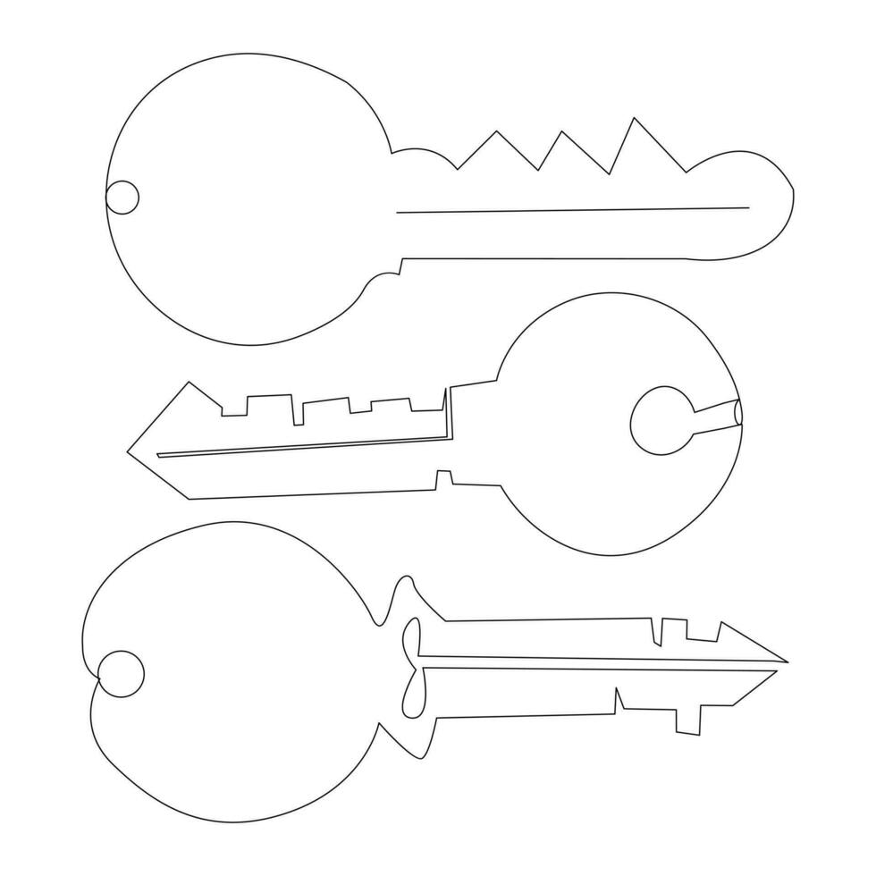 Continuous single line lock key outline vector art  drawing