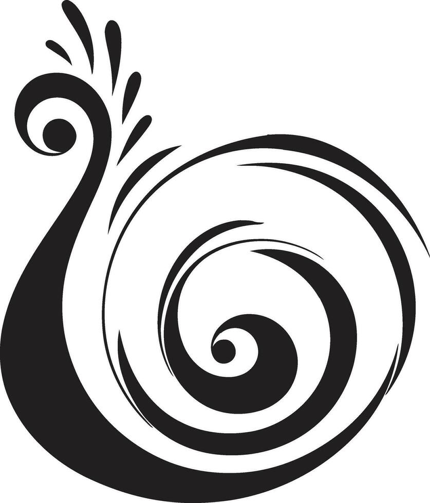 Mysterious Charm Peacock Emblem in Vector Feathered Fantasy Black Peacock Icon