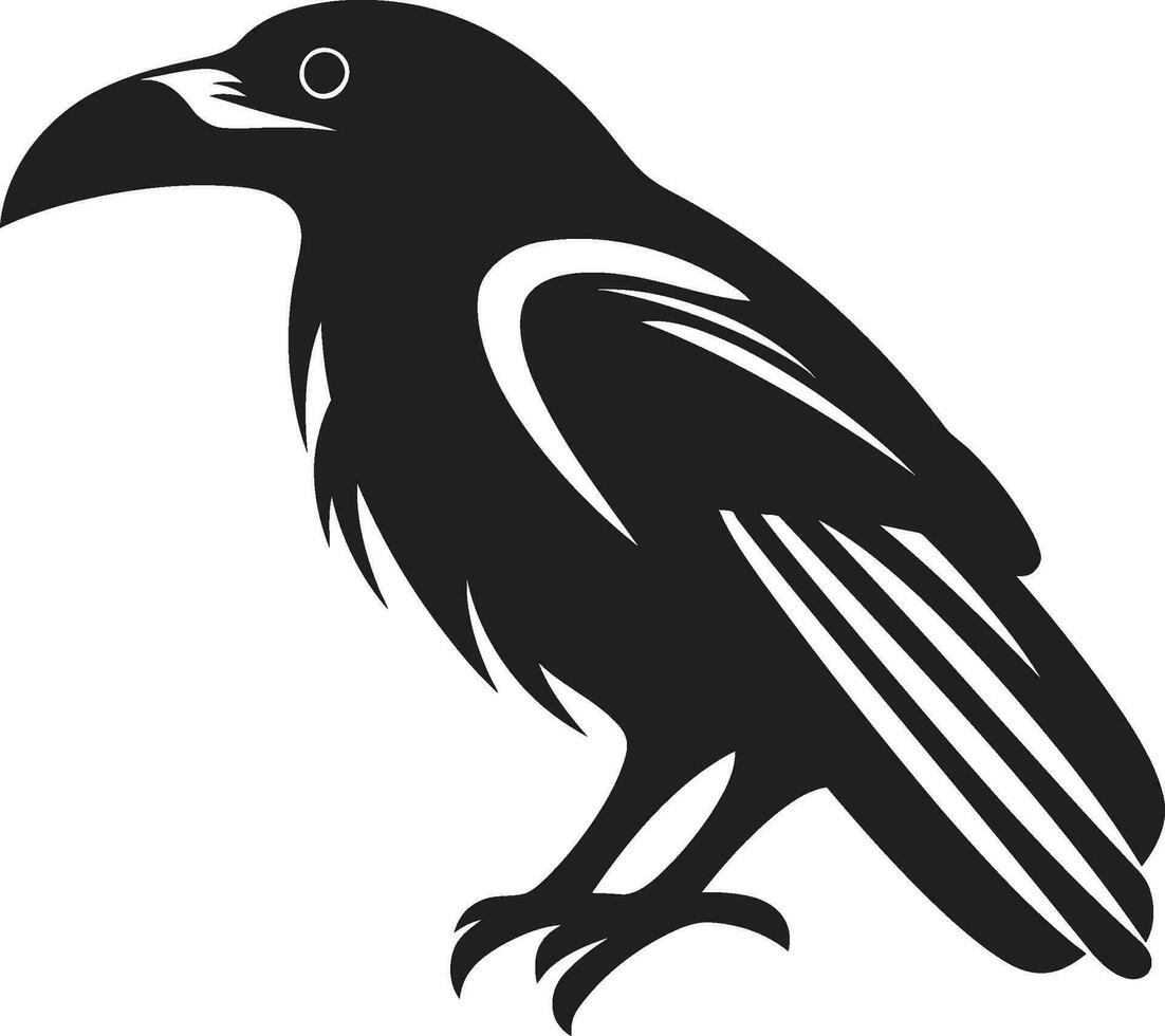 Premium Raven Silhouette Insignia Abstract Black Raven Emblem vector