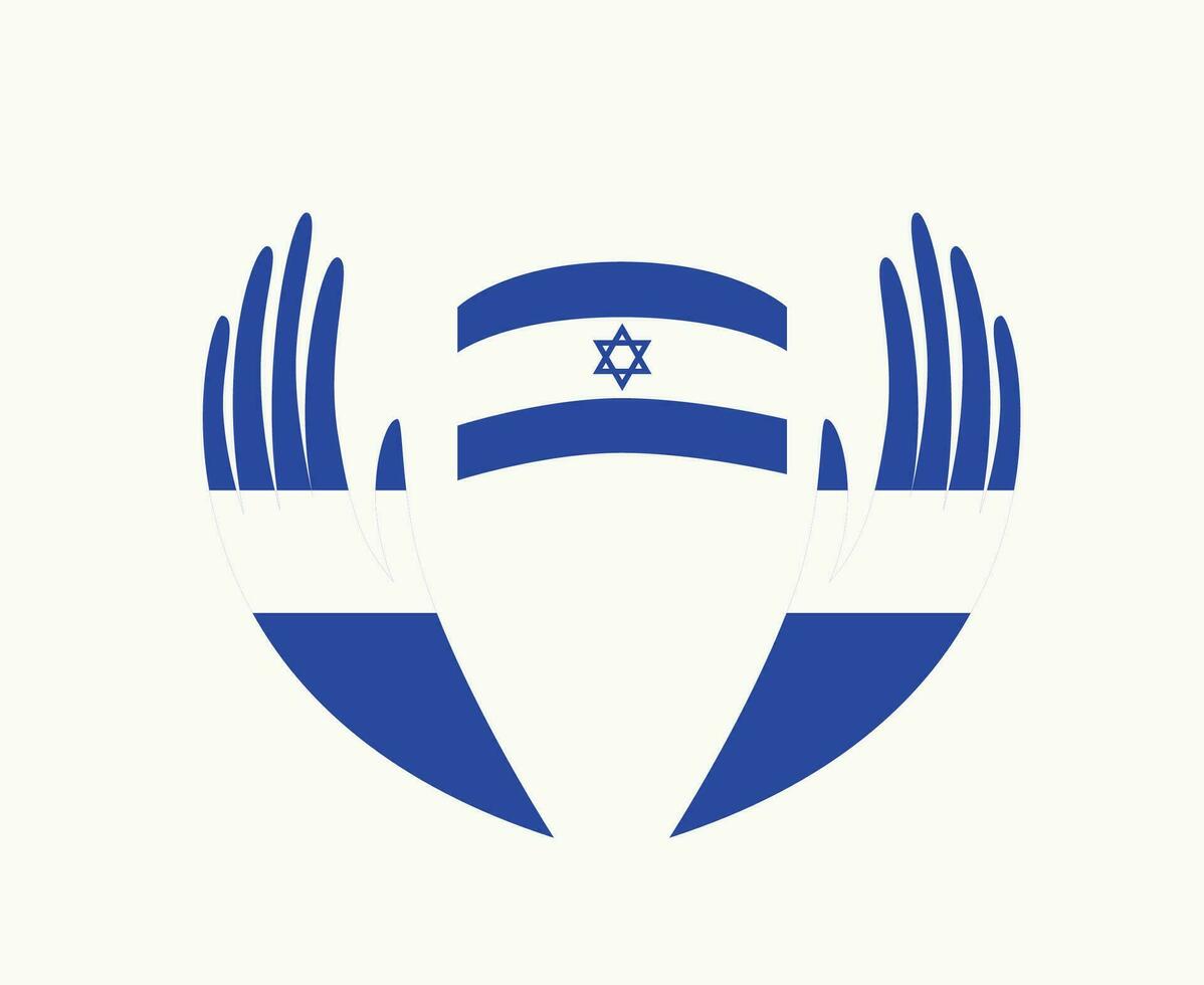 Israel Emblem Flag With Hands Symbol Middle East country Abstract Design Vector illustration