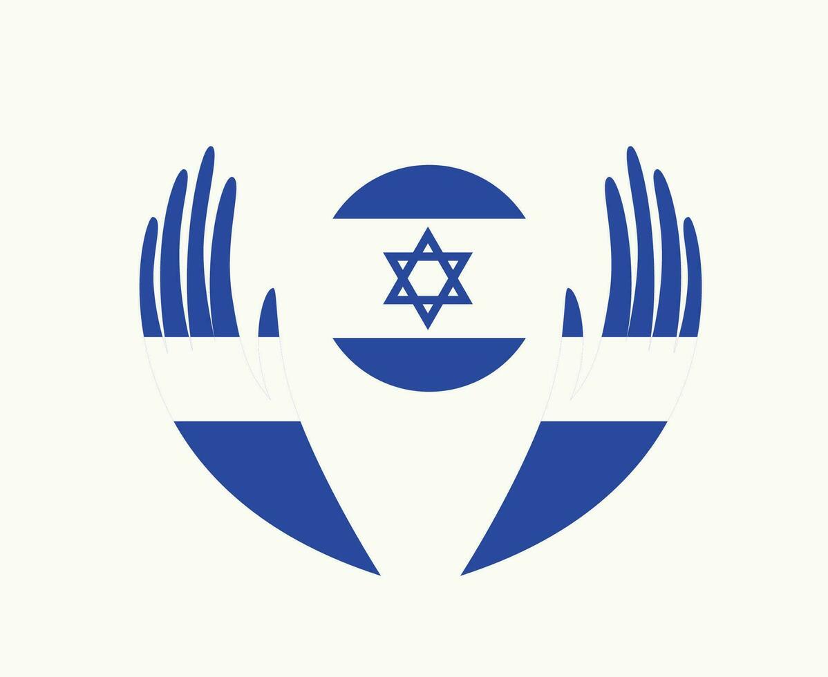 Israel bandera con manos símbolo medio este país resumen diseño vector ilustración