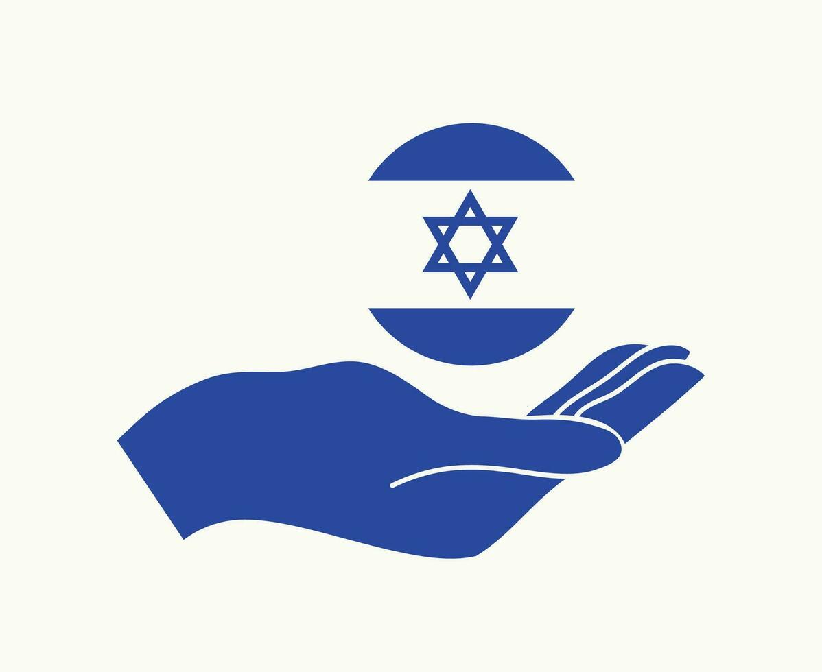 Israel bandera emblema y mano símbolo resumen medio este país vector ilustración diseño