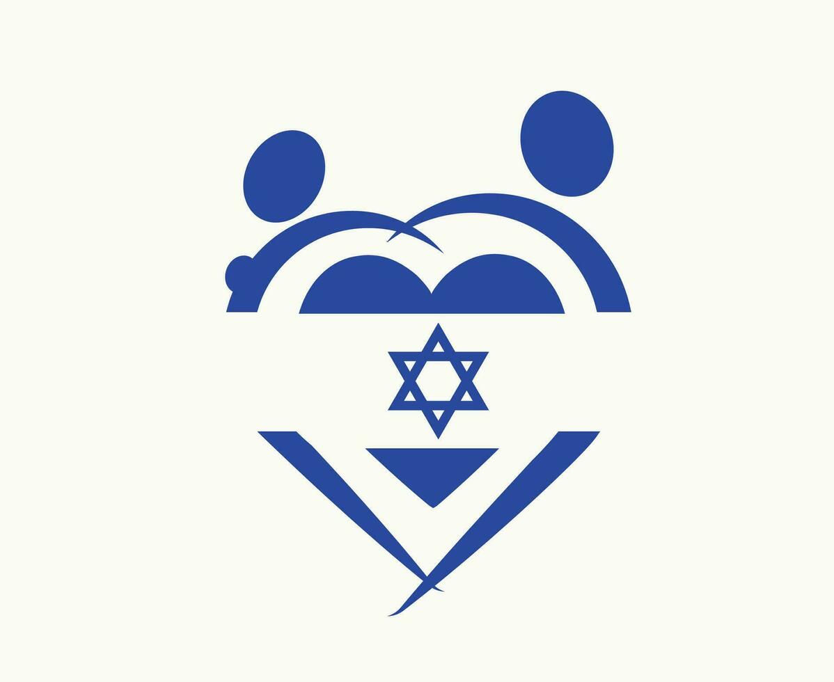 Israel bandera corazón emblema resumen símbolo vector ilustración diseño