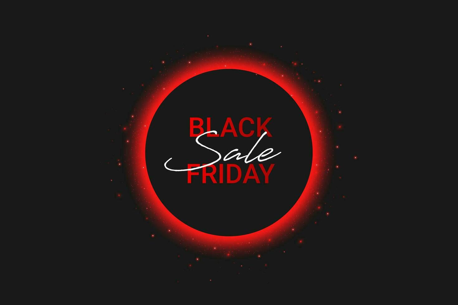 Black Friday super sale and red neon circle with glitter.Banner for demonstrating products, promotions, discounts, sales, background. Product mockup. vector