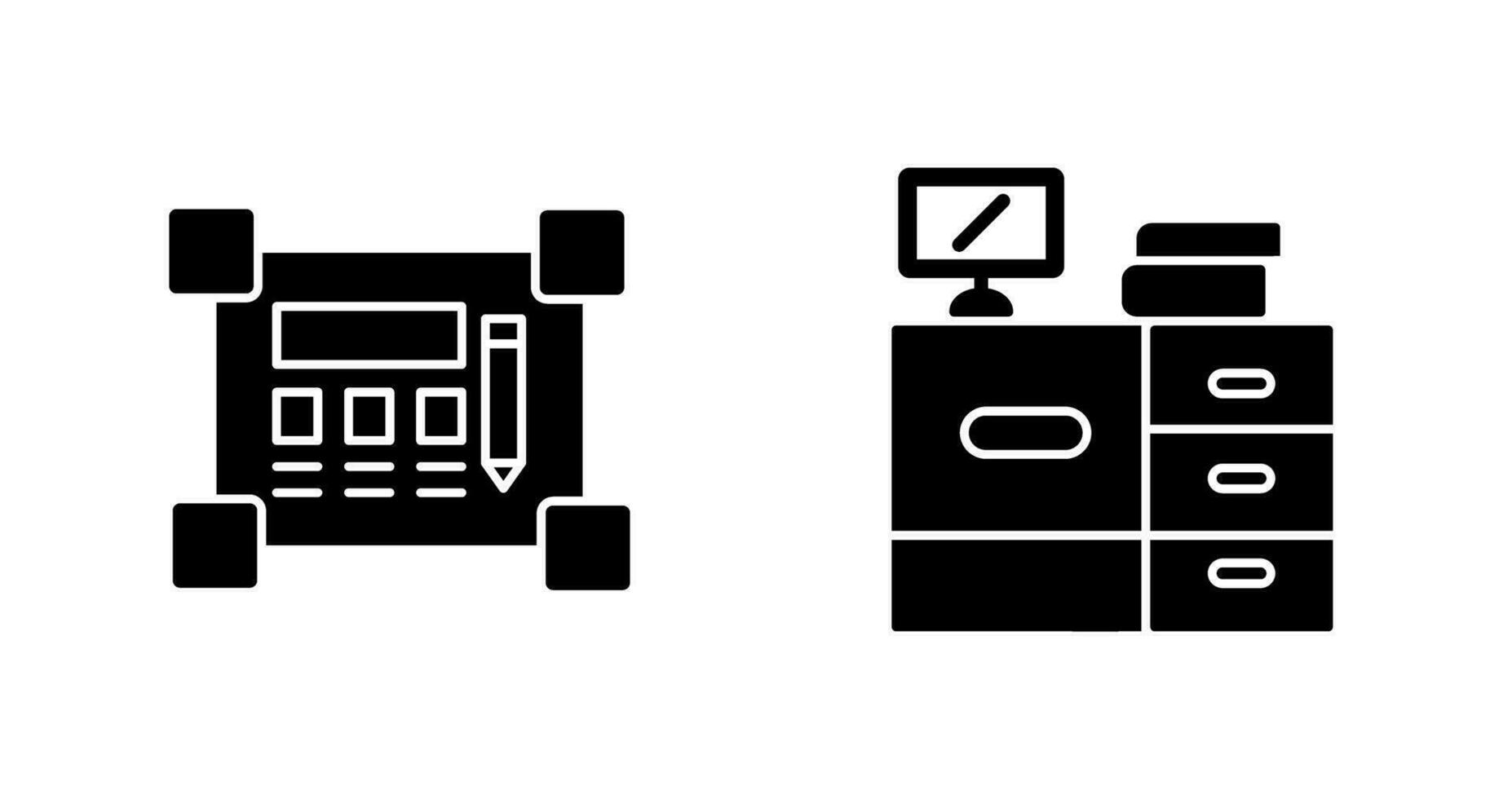 Blueprint and Desk Icon vector