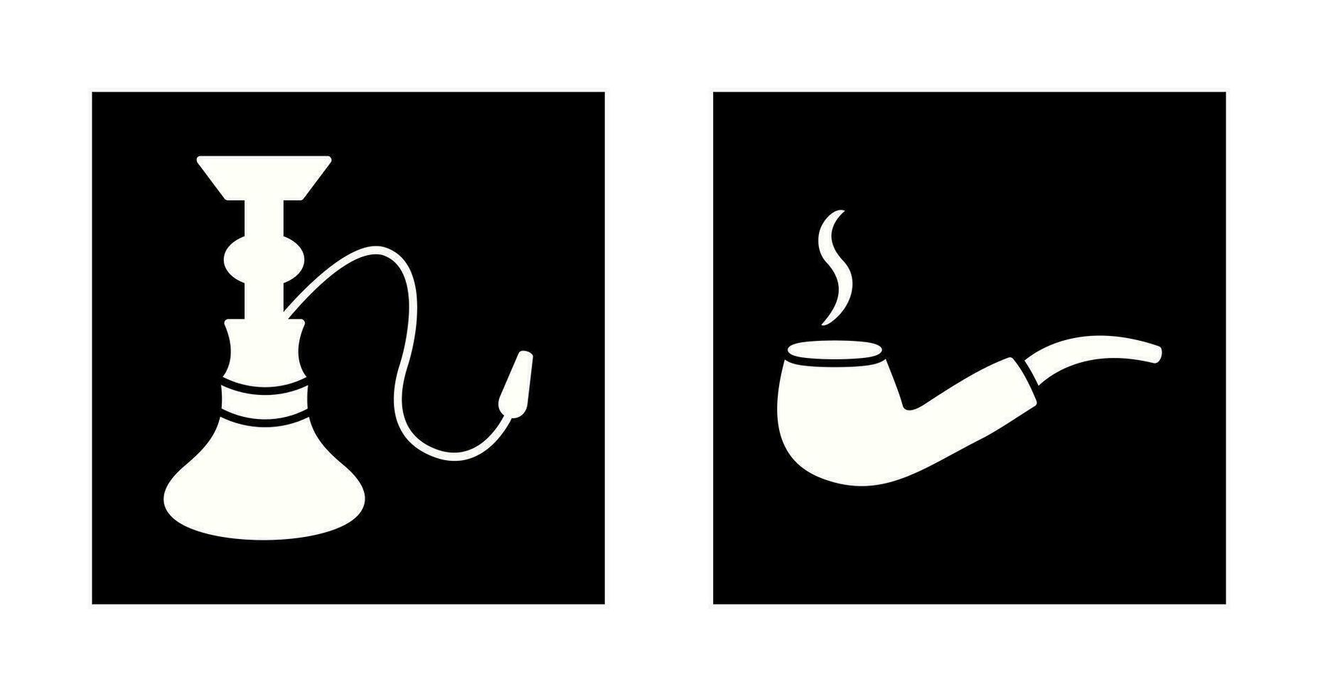 hookah and lit smoking pipe  Icon vector