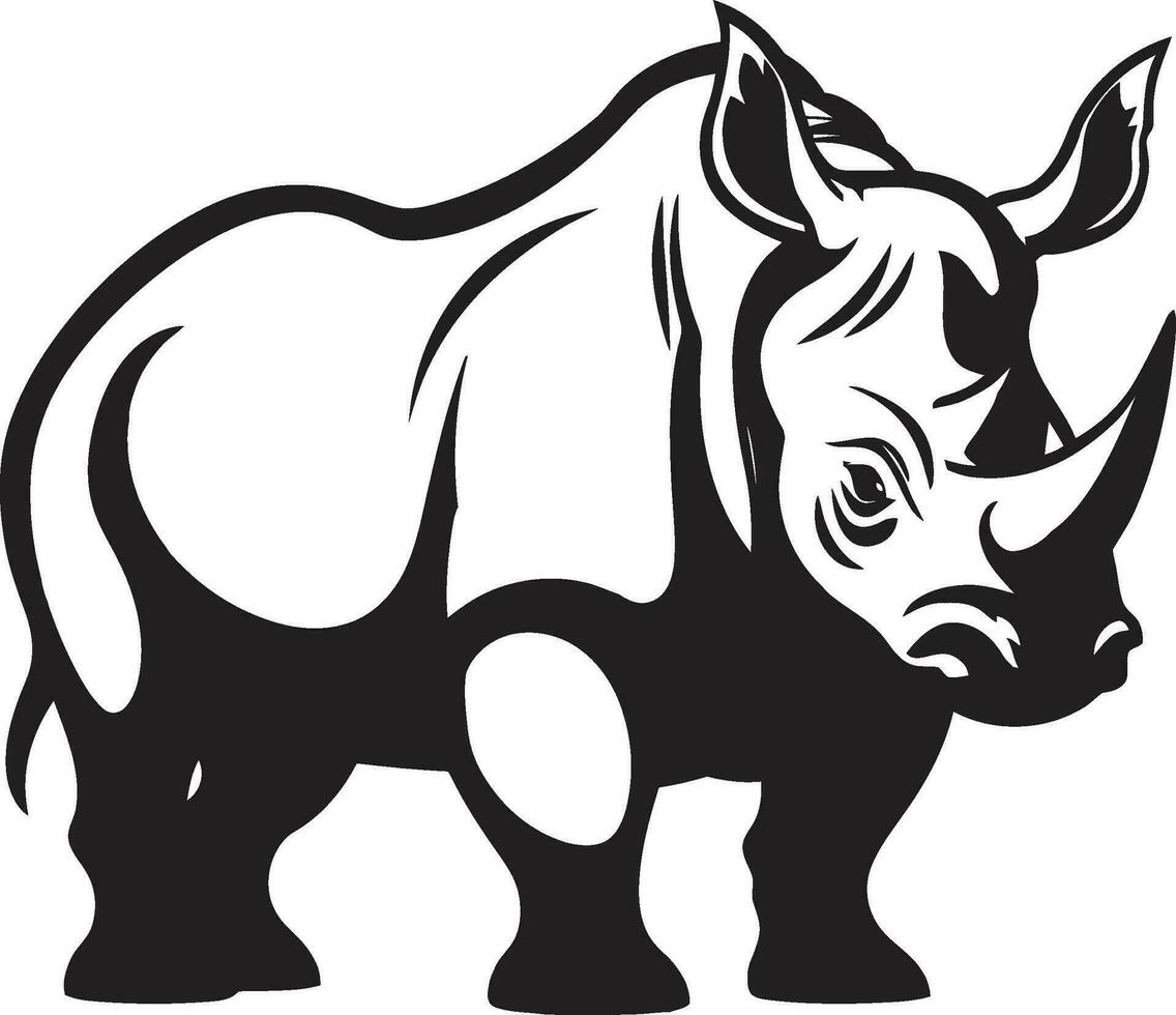 Charming Rhino Silhouette A Mark of Regal Beauty in Black Noir Beauty in the Wild Rhino Icons Power and Appeal vector