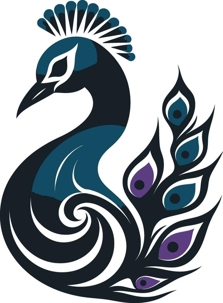 Sculpted Splendor Black Peacock Emblem Inkwell Elegance Vector Peacock Symbol