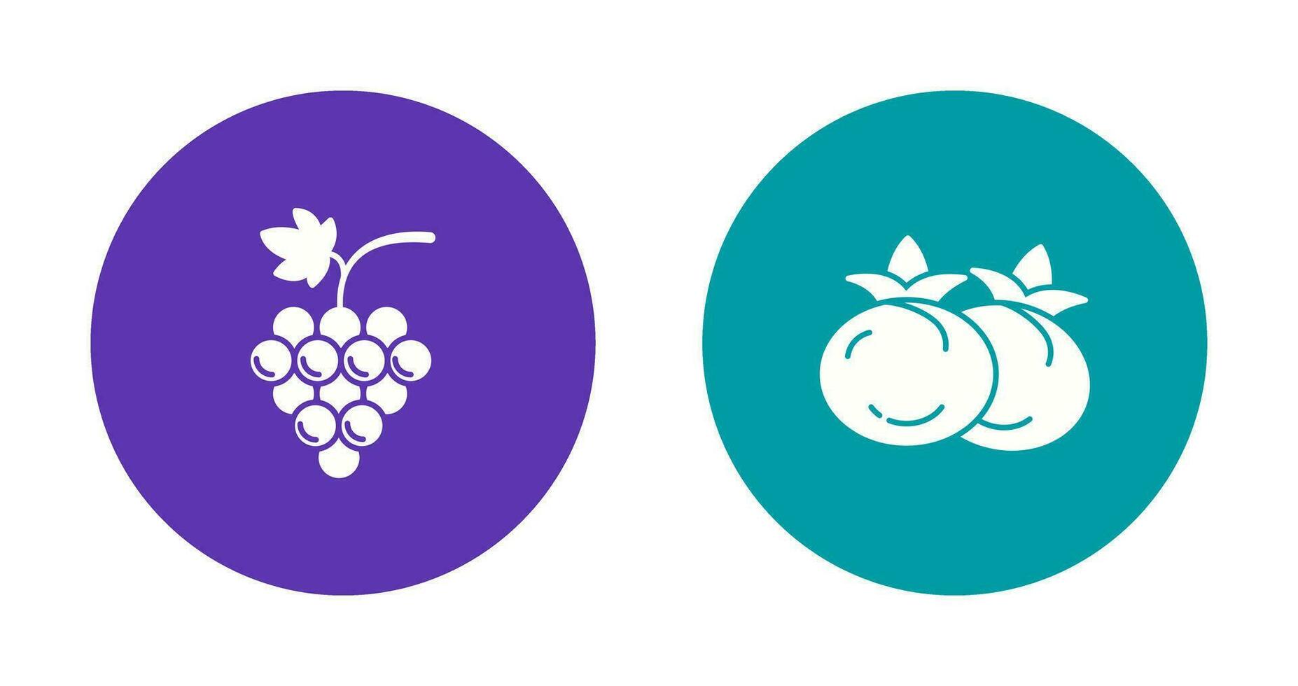 uvas y tomate icono vector