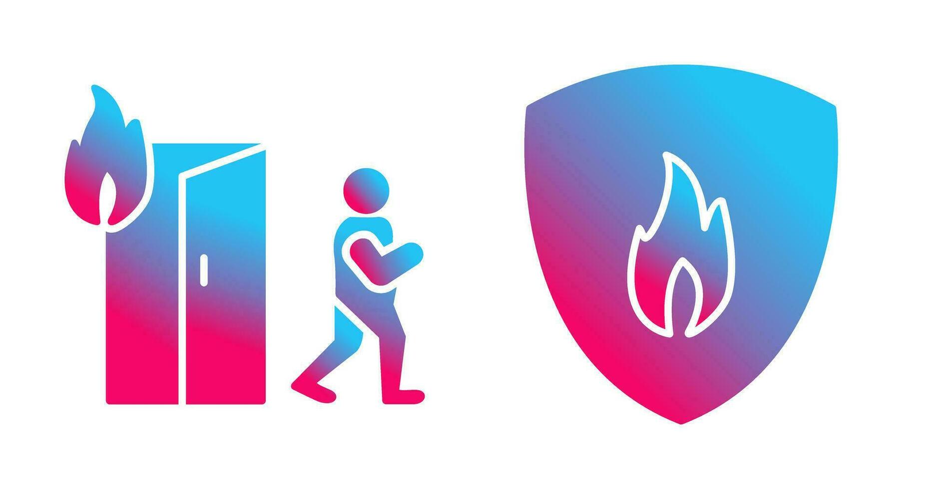 running from fire and fire shield  Icon vector