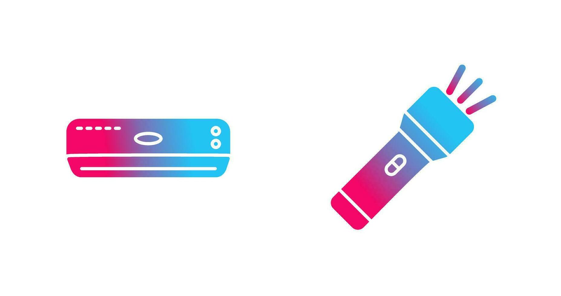 Air Conditioner and Flashlight Icon vector