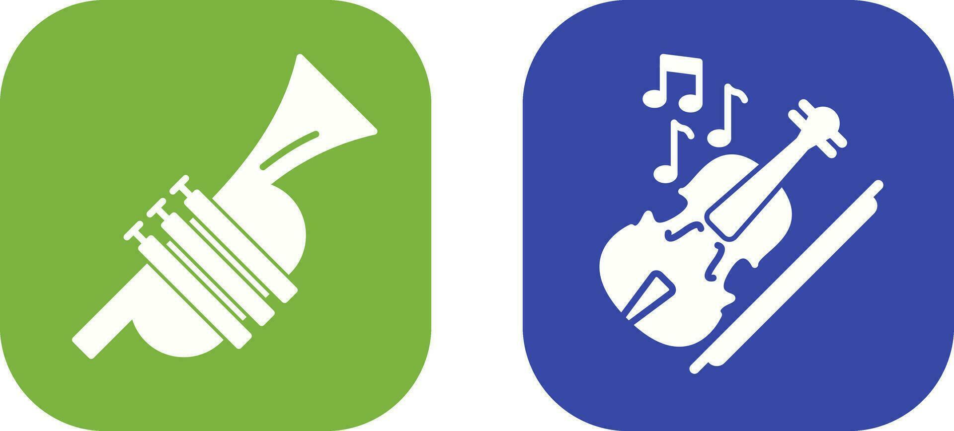 trompeta y violín icono vector