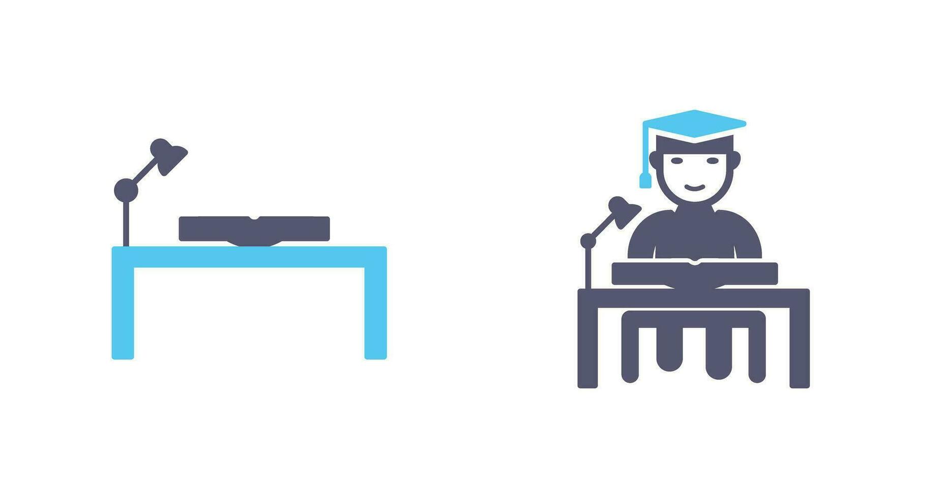 study desk and studying on desk  Icon vector