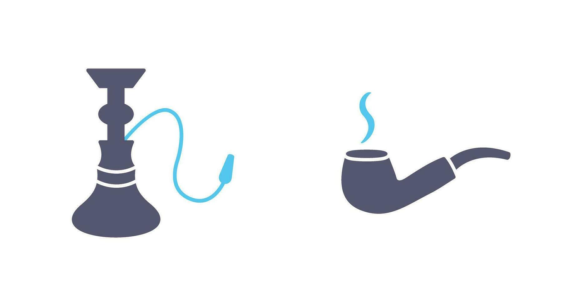 hookah and lit smoking pipe  Icon vector