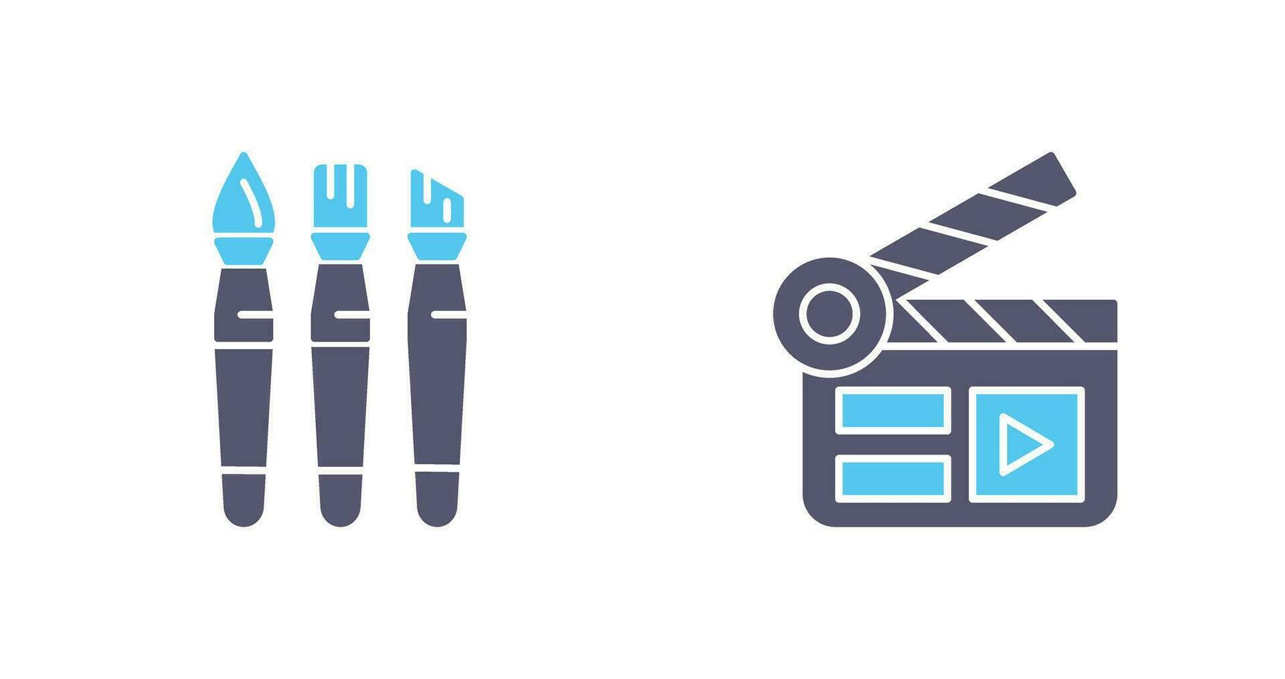 Brushes and Clapper Board Icon vector