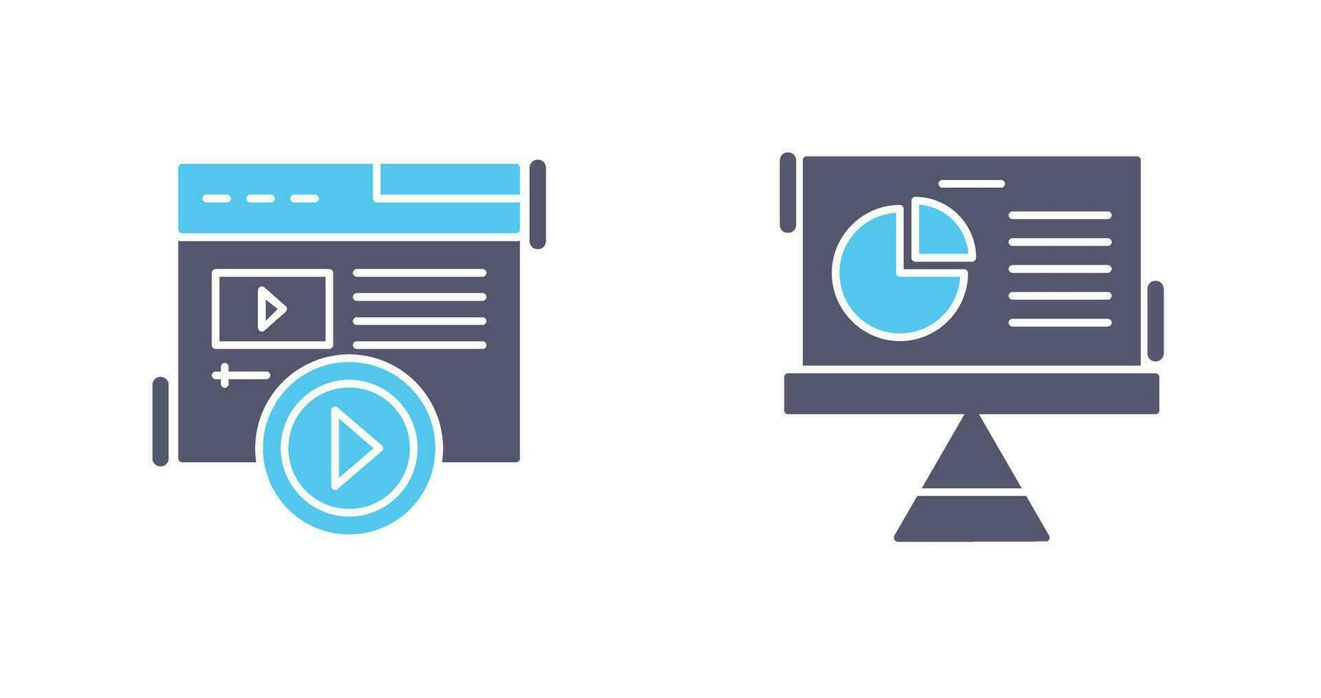 Video Content and Pie Chart Icon vector