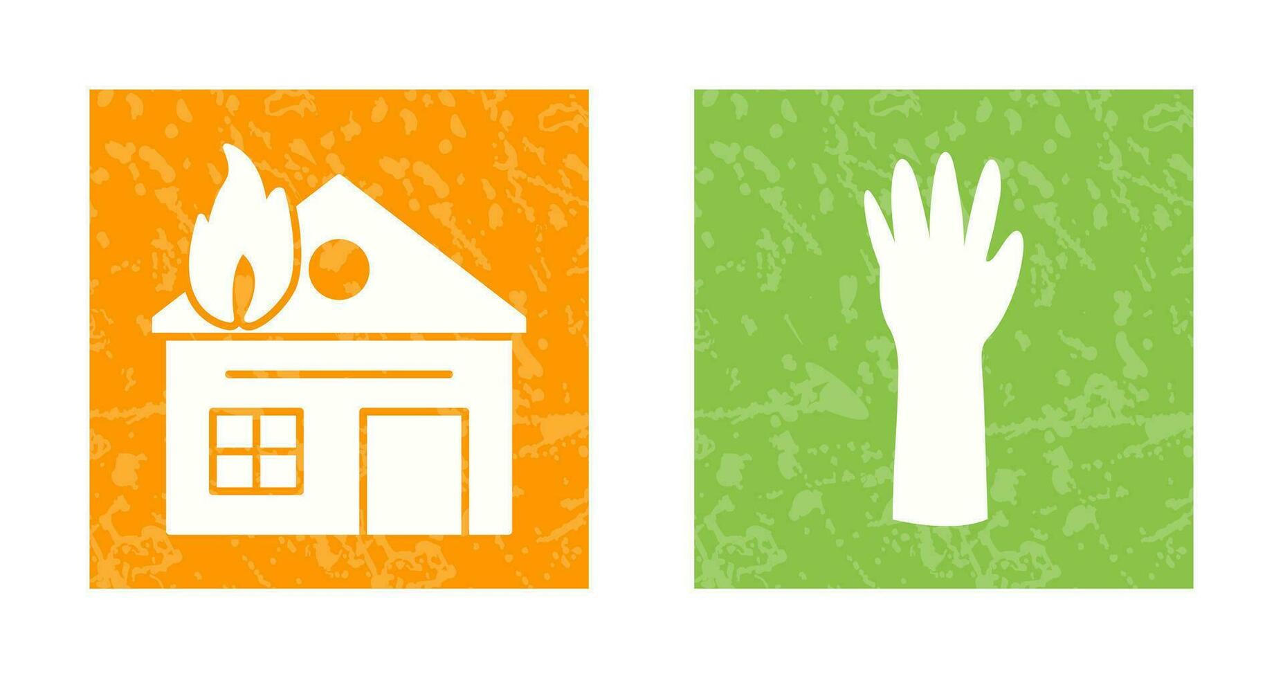 house on fire and gloves Icon vector