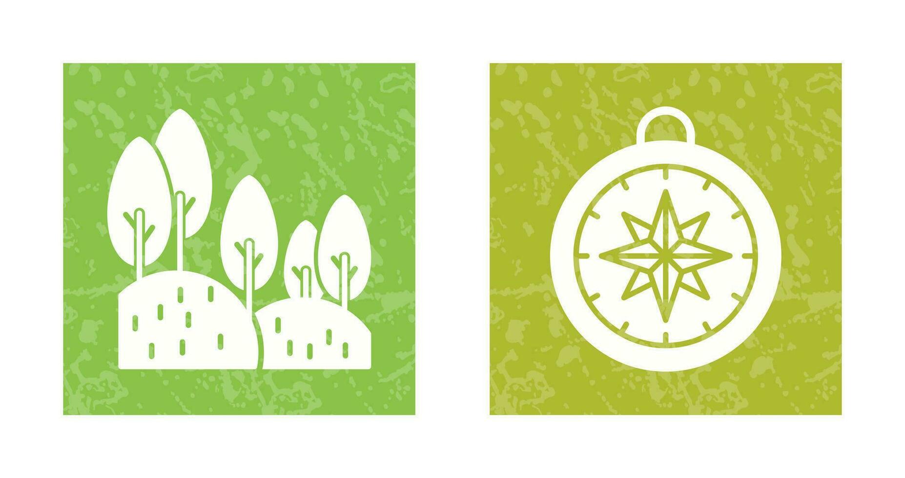 bosque y Brújula icono vector