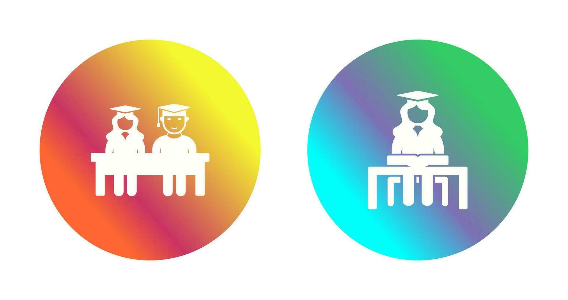 Students Sitting and Female Student Icon vector