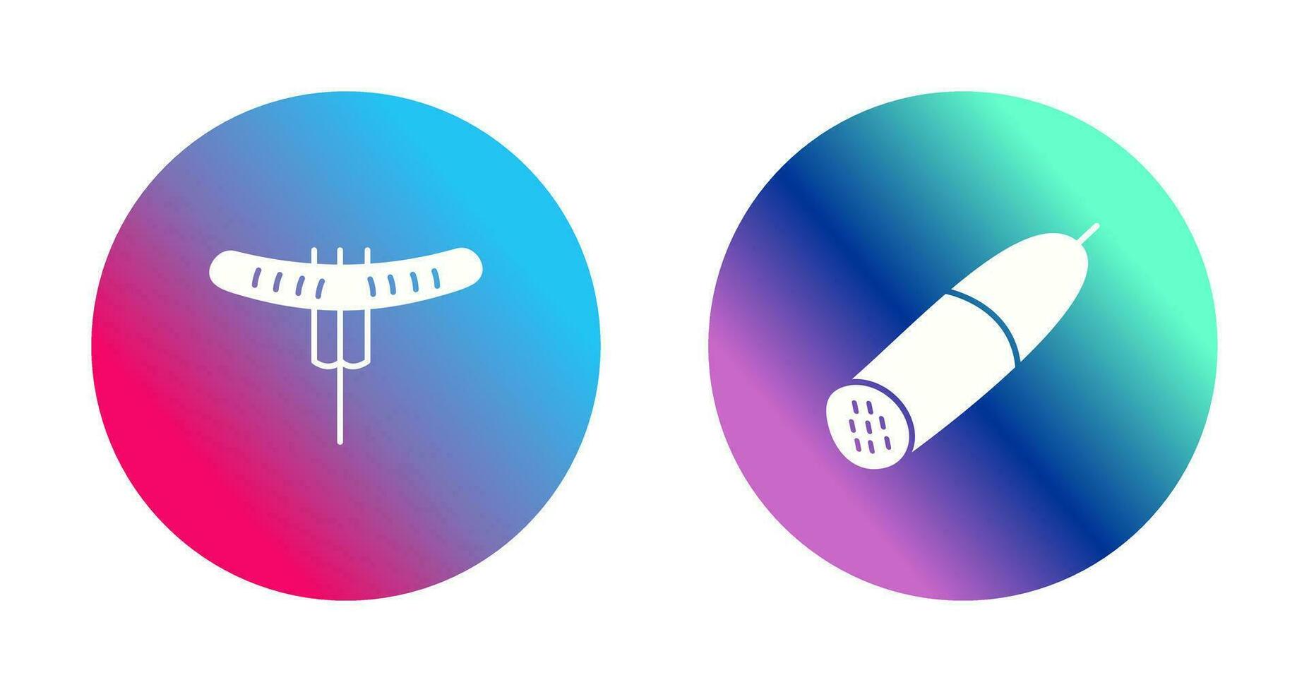 Sausage on Fork and Salami Icon vector