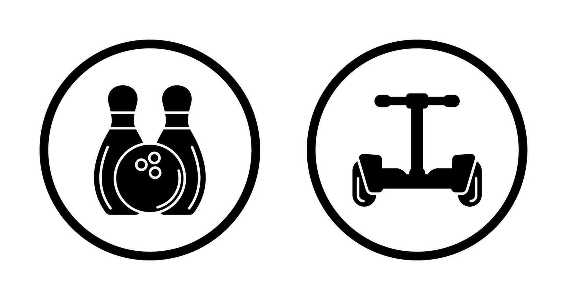 bolos y hoverboard icono vector