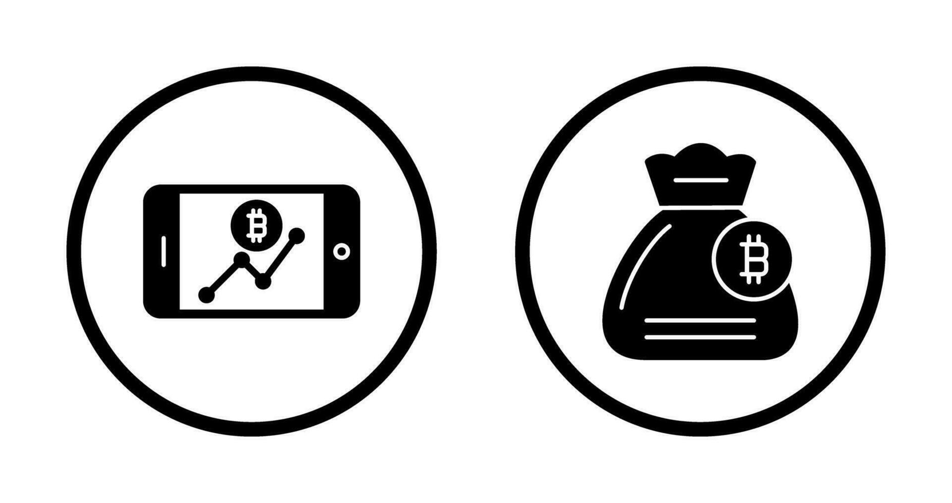 Line Chart and Money Bag Icon vector