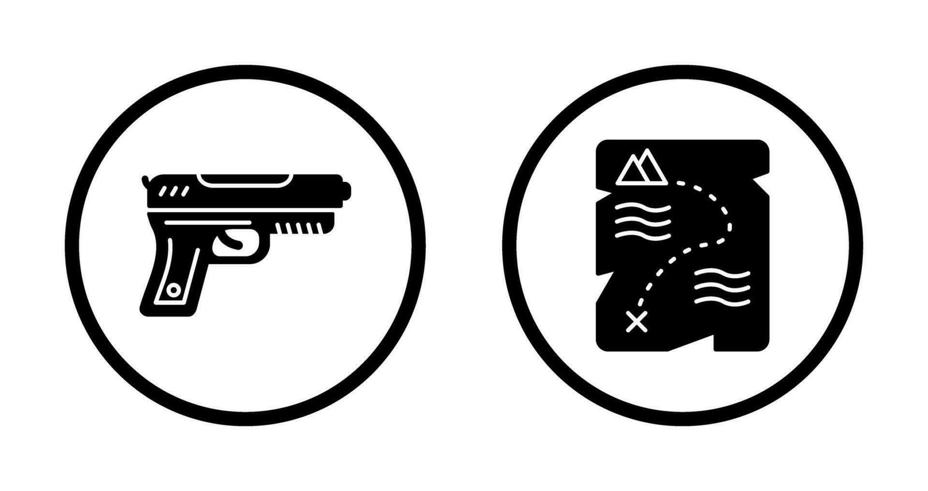 Gun and Treasure  Icon vector