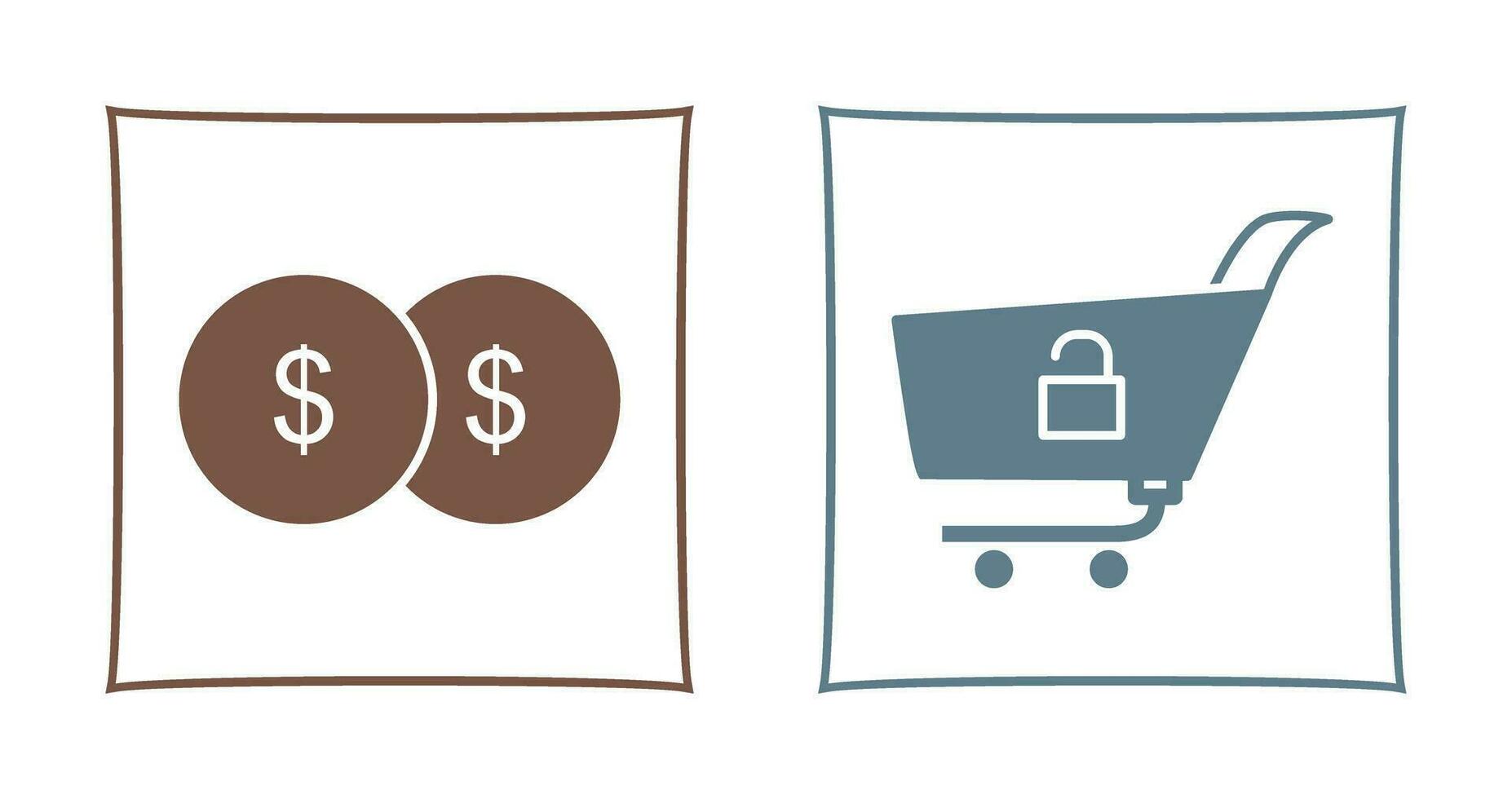 coins and unlock cart Icon vector