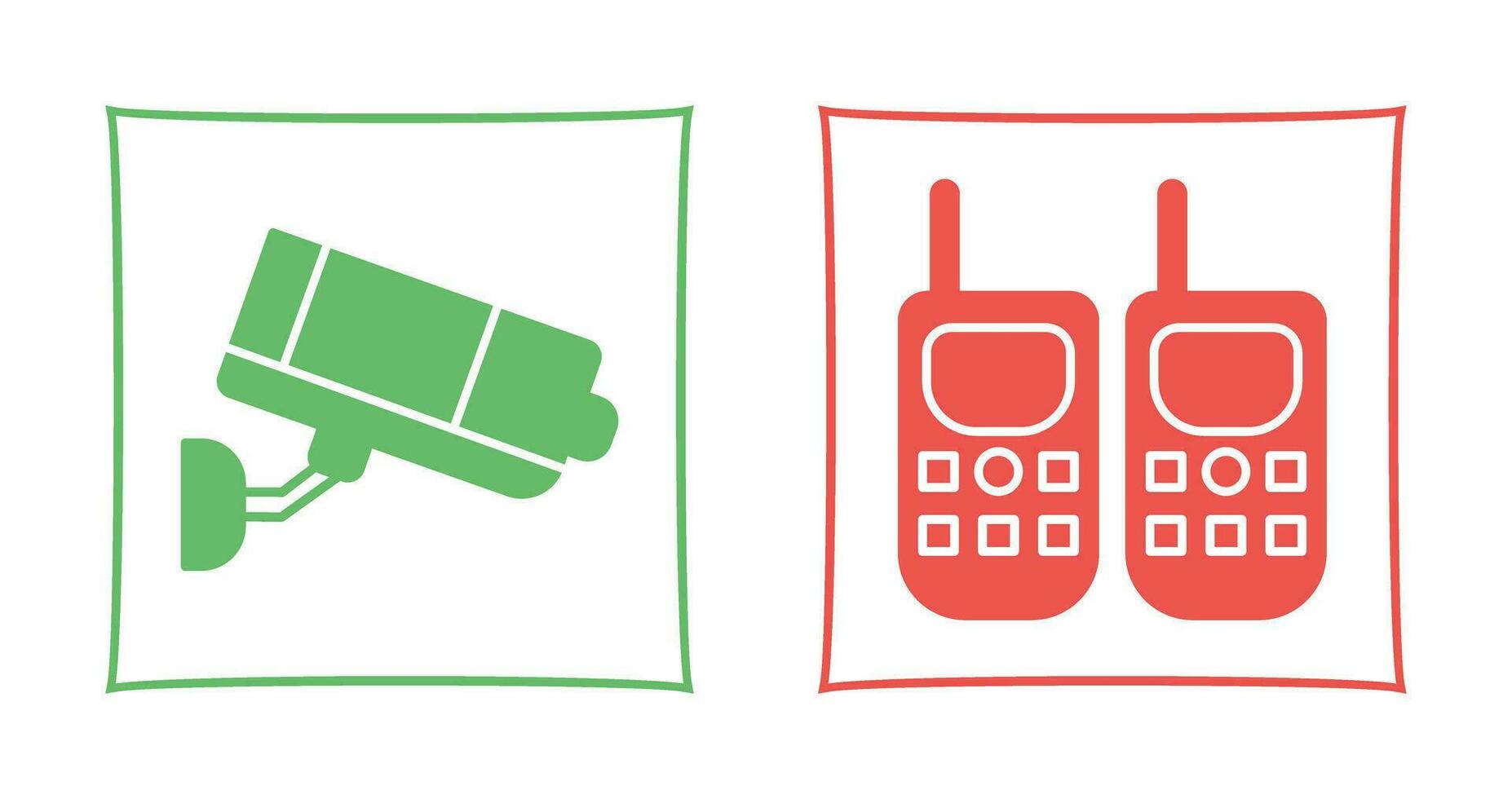 CCTV Camera and Walkie Talkie Icon vector