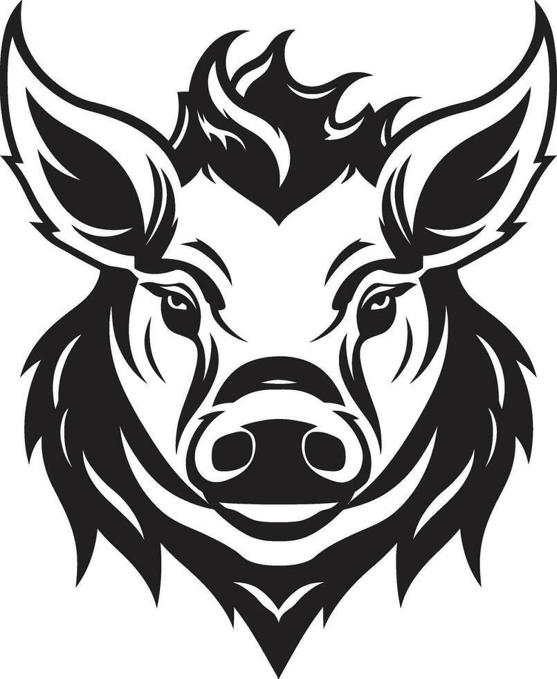 Whimsical Piggy Symbol Playful Black Piggy vector