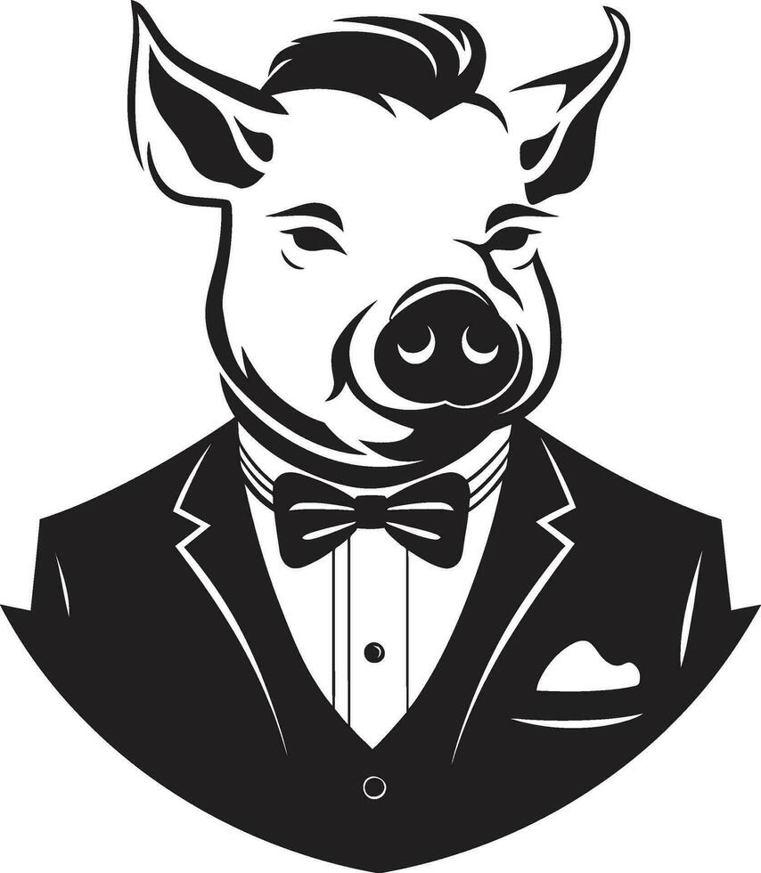 Minimalistic Piggy Symbolism Elegant Pig Badge vector