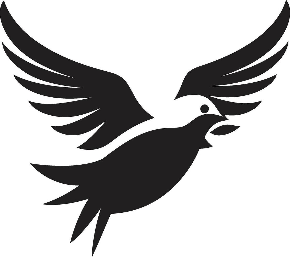 Black Dove Vector Logo with Text and Calligraphic Background A Beautiful and Elegant Design Black Dove Vector Logo with Swoosh and Wings Spread A Symbol of Freedom and Flight