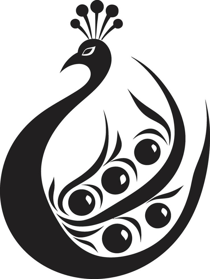 Ebon Elegance Peacock Icon in Vector Sapphire Fantasy Black Peacock Symbol Profile