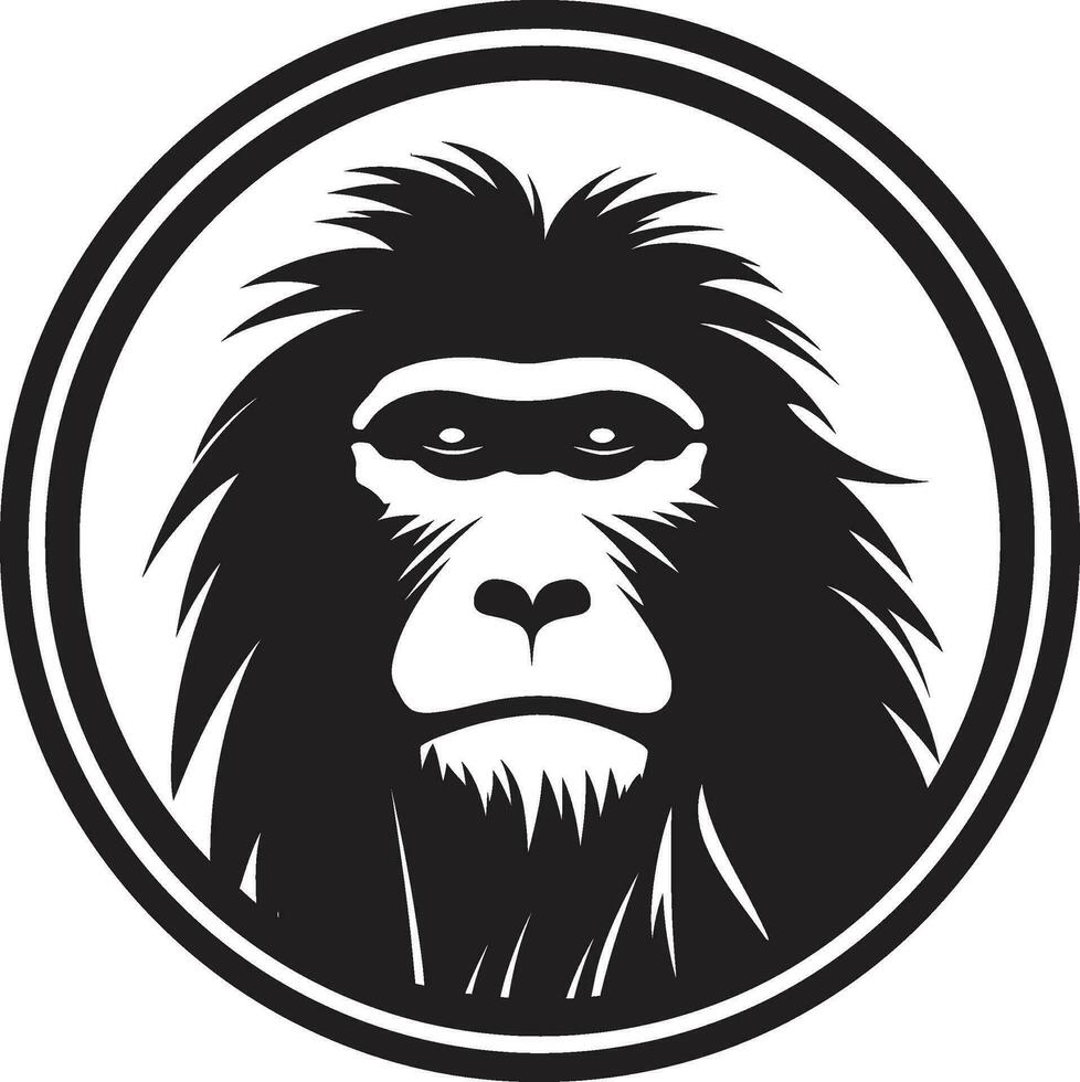 Black Baboon Head Emblem Abstract Monkey Logo vector