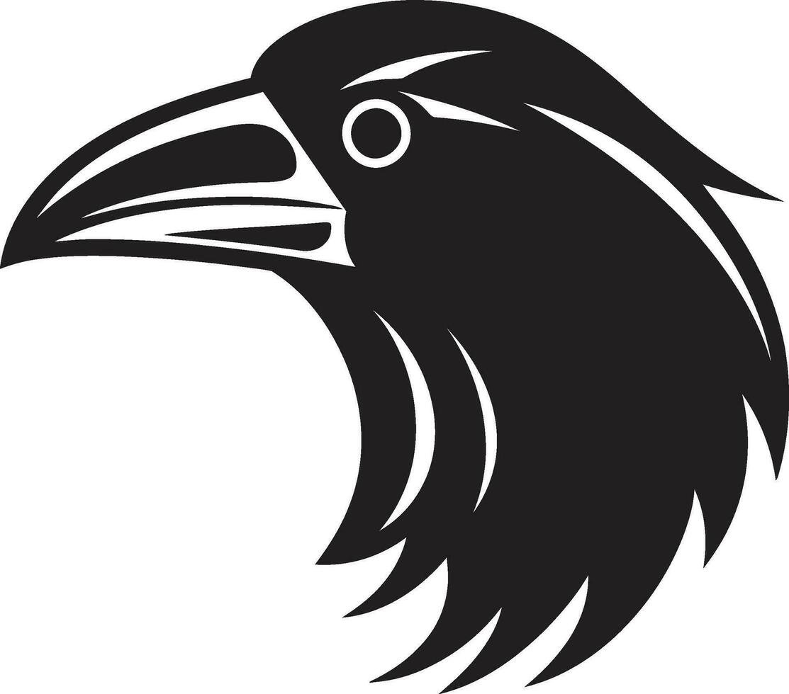 Bold Black Crow Vector Icon Stylish Raven Outline Design