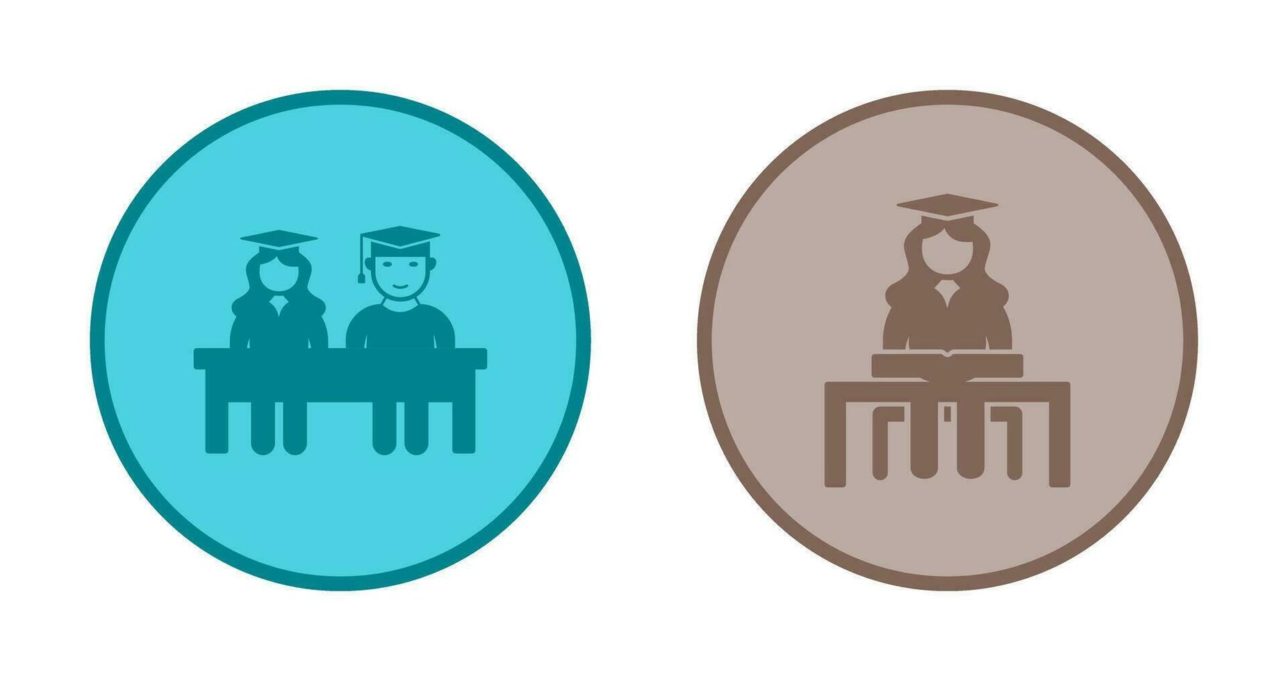Students Sitting and Female Student Icon vector