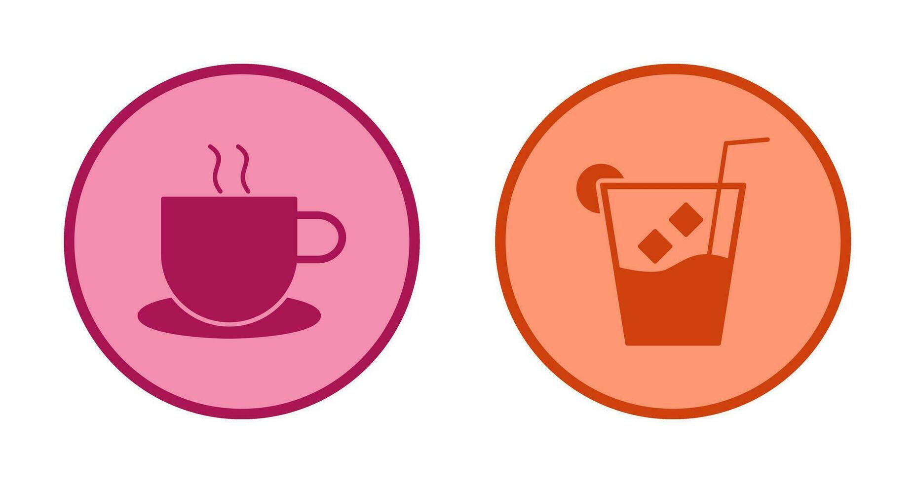 hot coffee and whiskey sour Icon vector