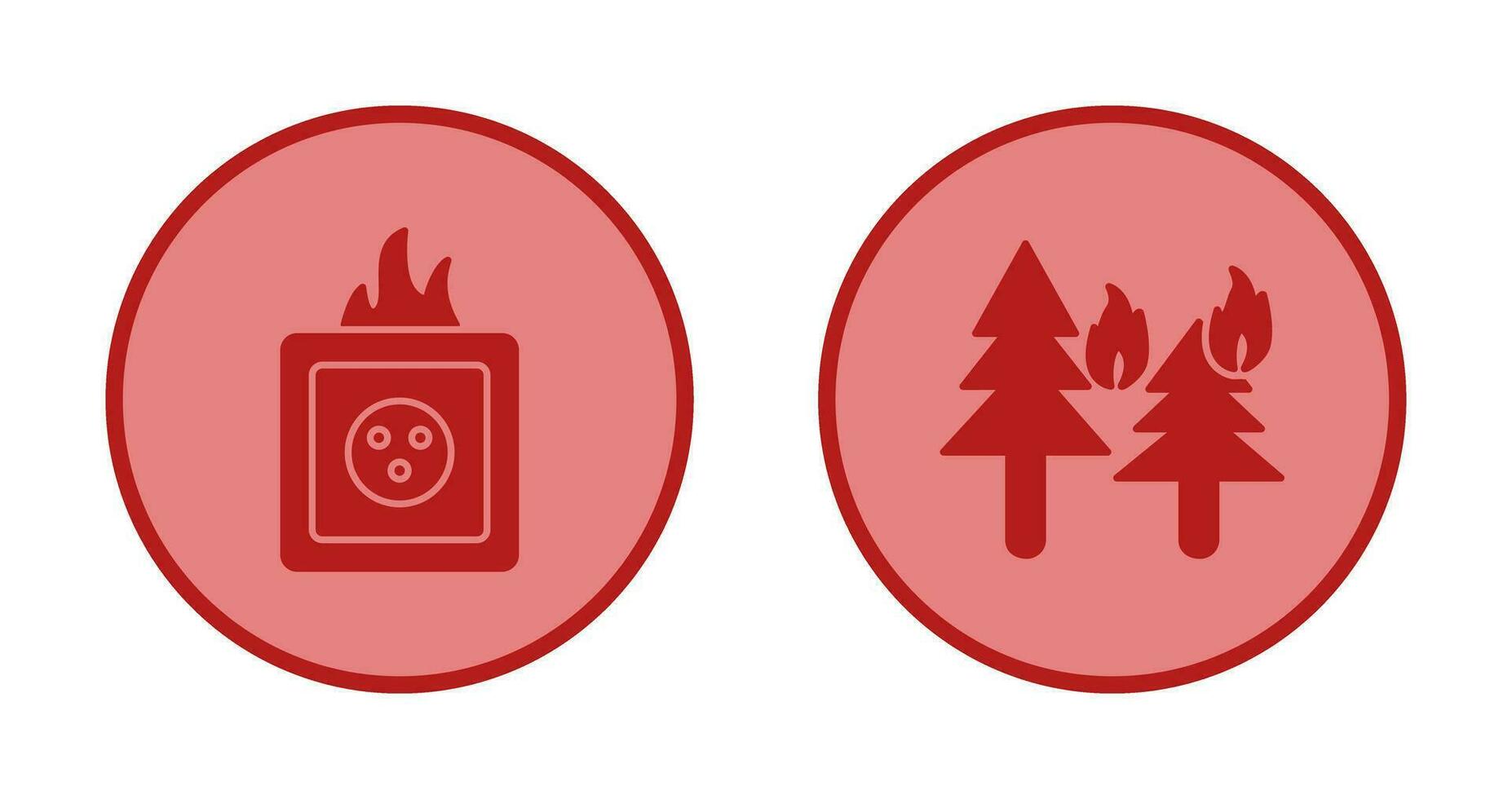 fire in forest and fire in socket Icon vector