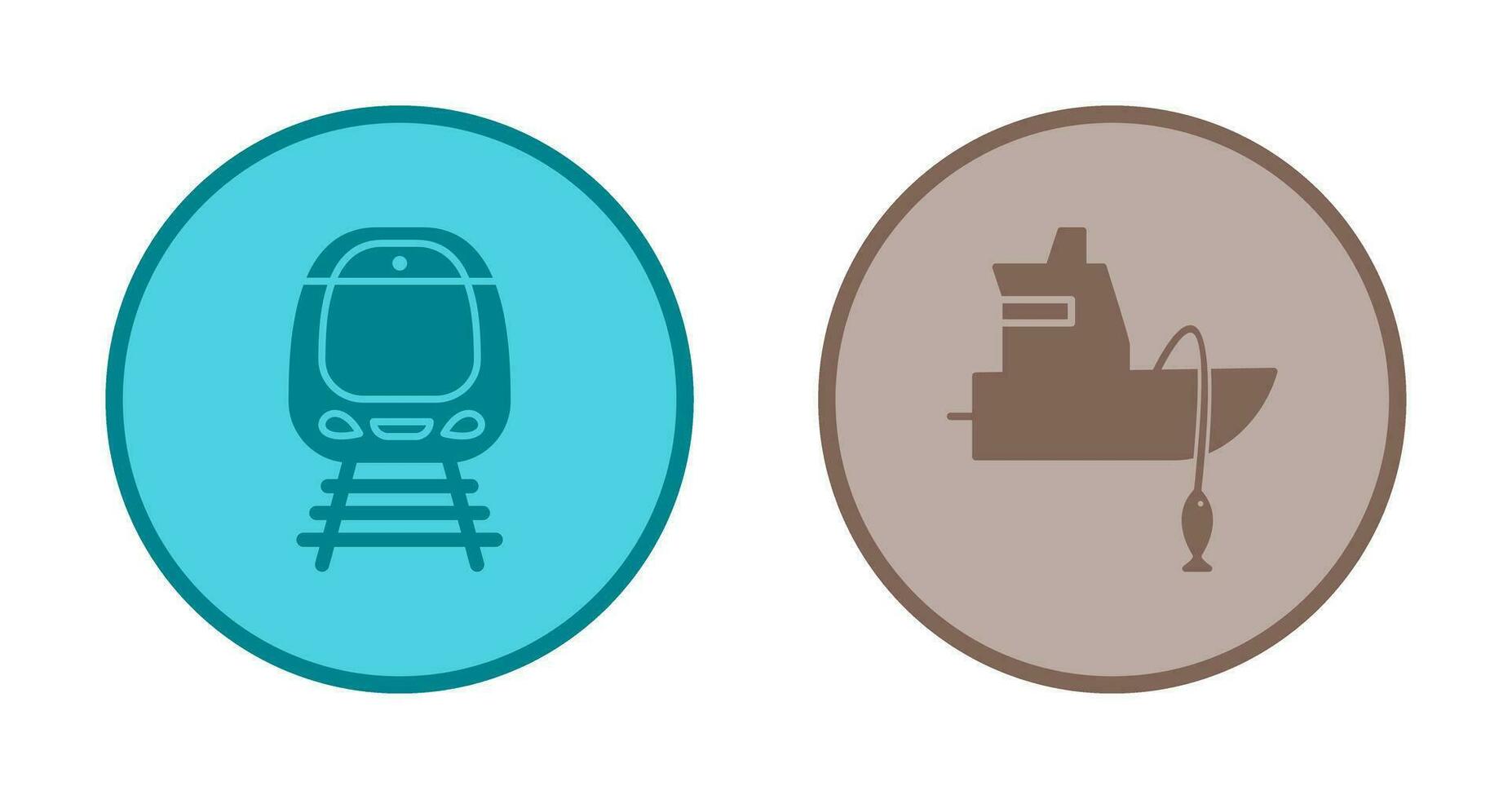 Train and Fishing Boat Icon vector