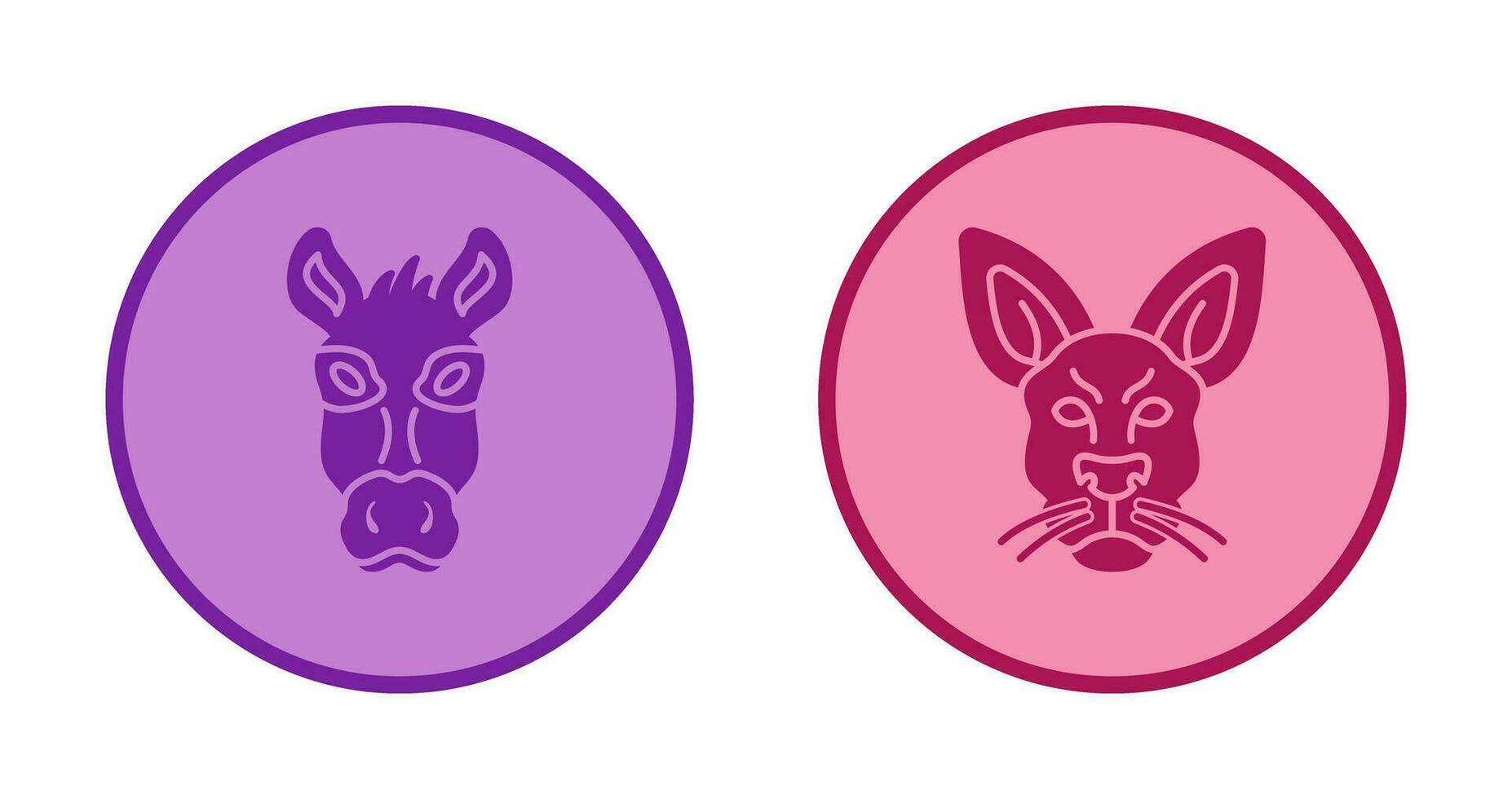 Donkey and Kangaroo Icon vector