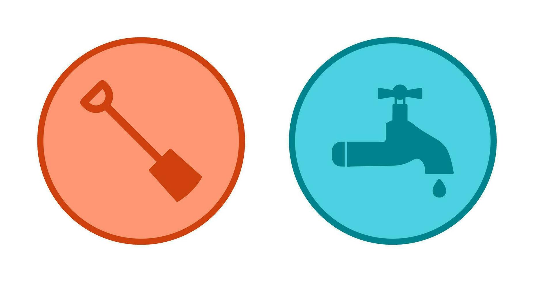 Hand Shovel and Water Tap Icon vector