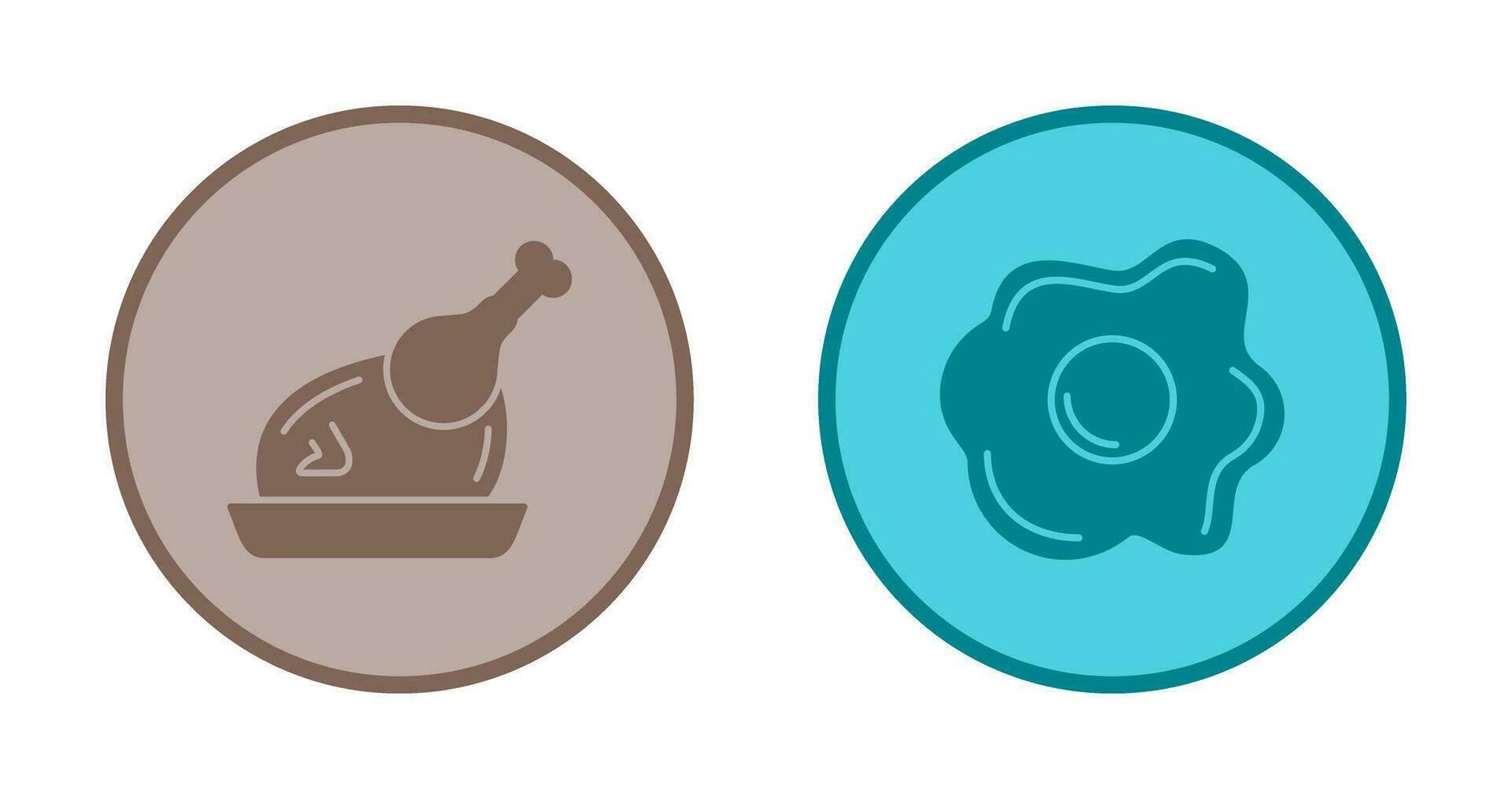 Chicken leg and Fried egg Icon vector