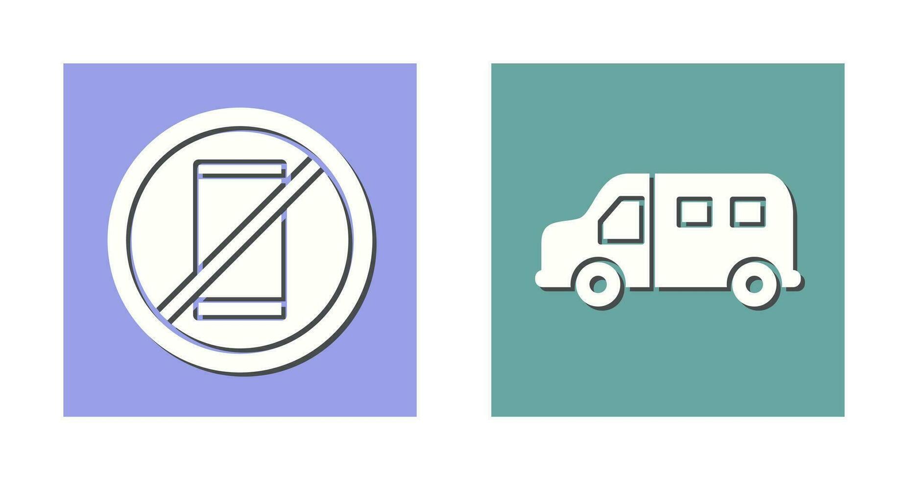 no cell phones and van Icon vector