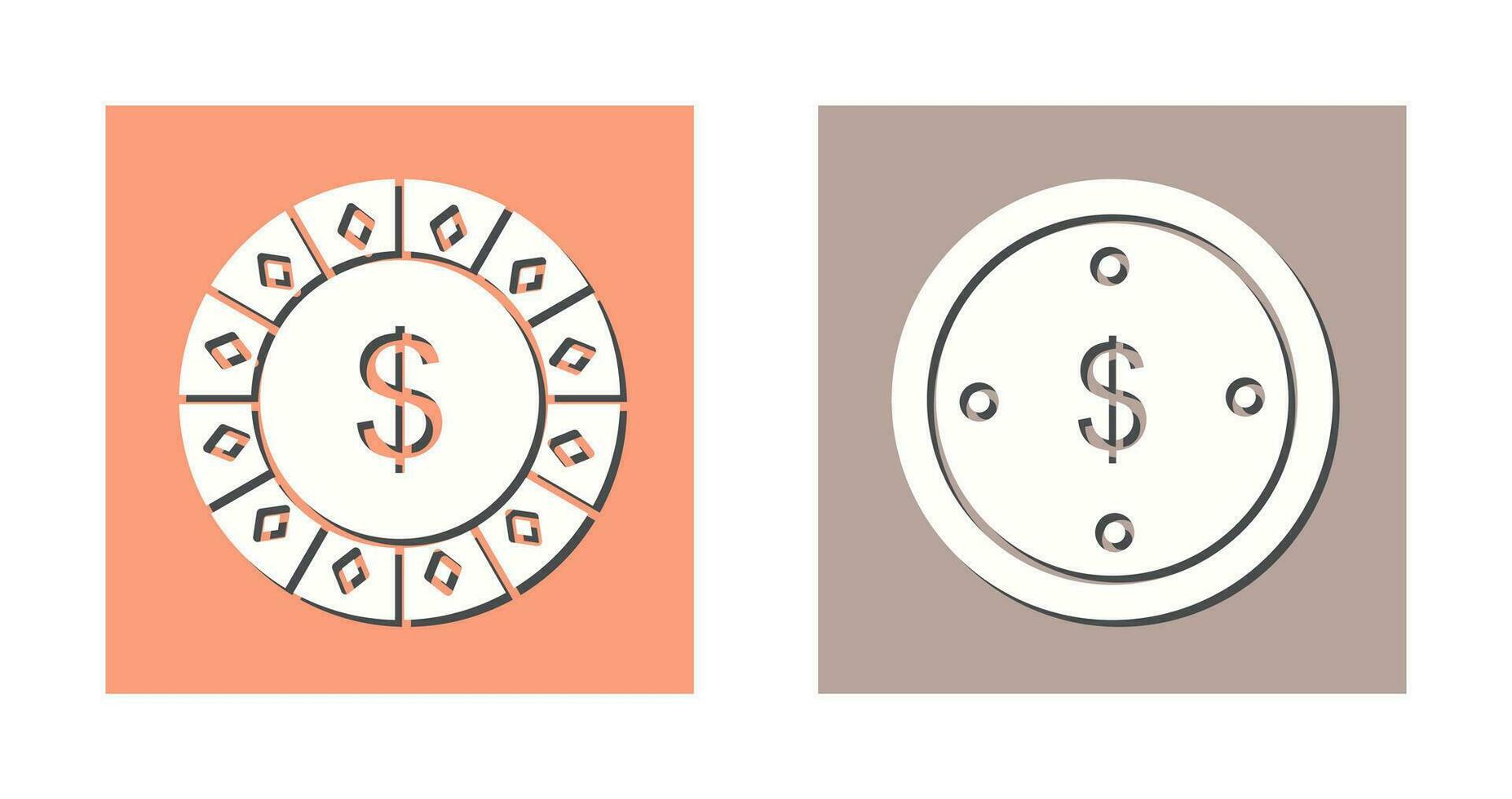 dollar chip and dolllar coin Icon vector