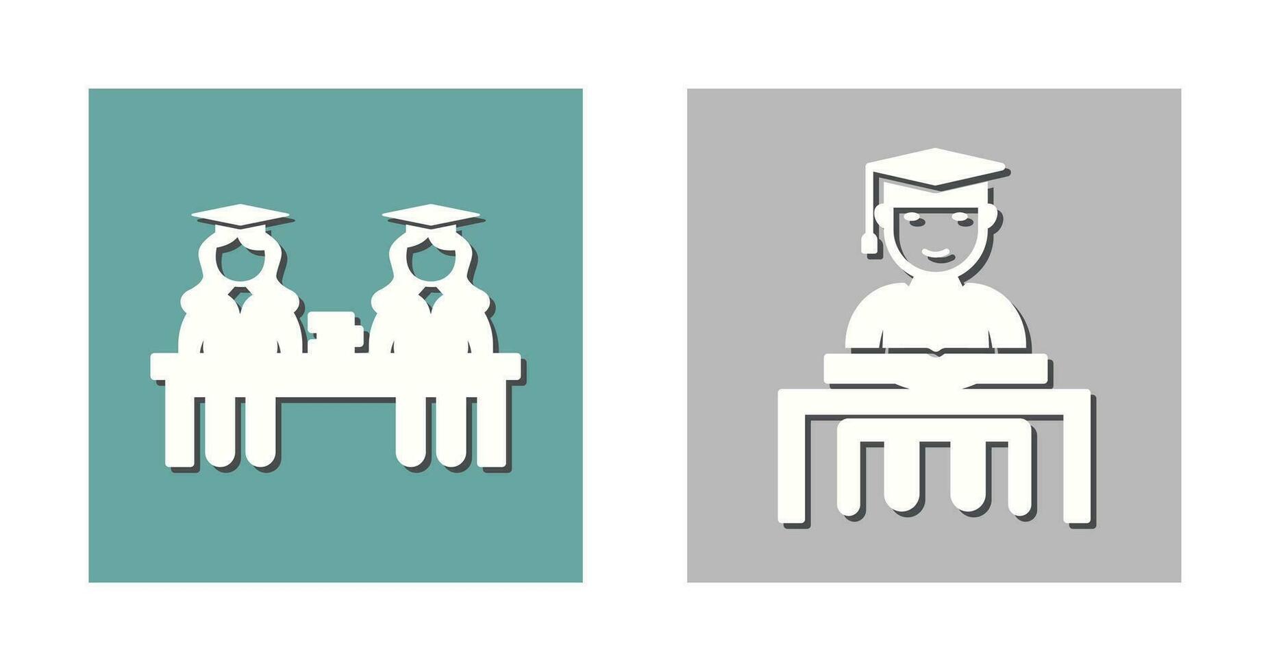 Combined Study and Studying on Desk Icon vector