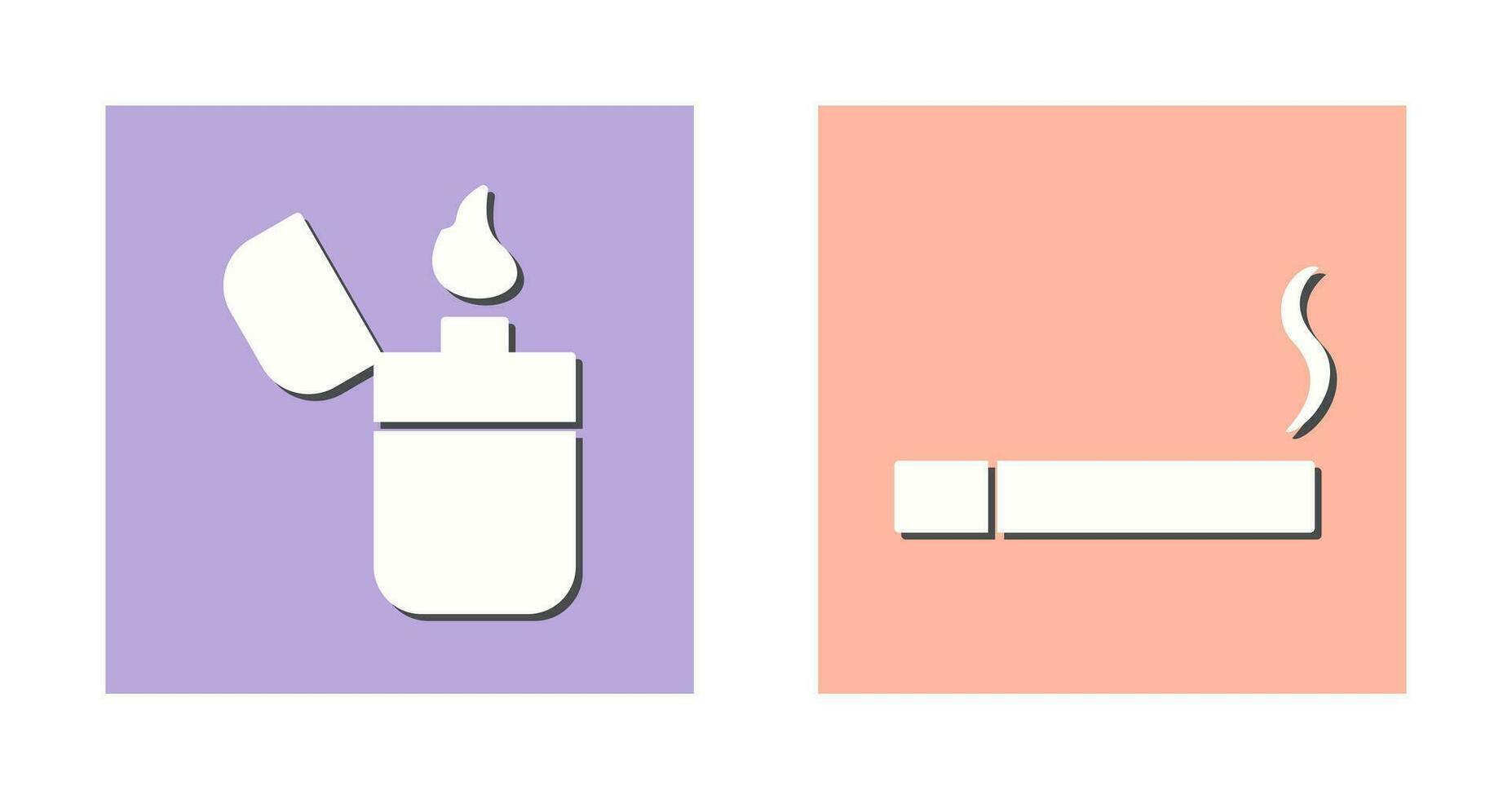 lighter and lit cigarette Icon vector