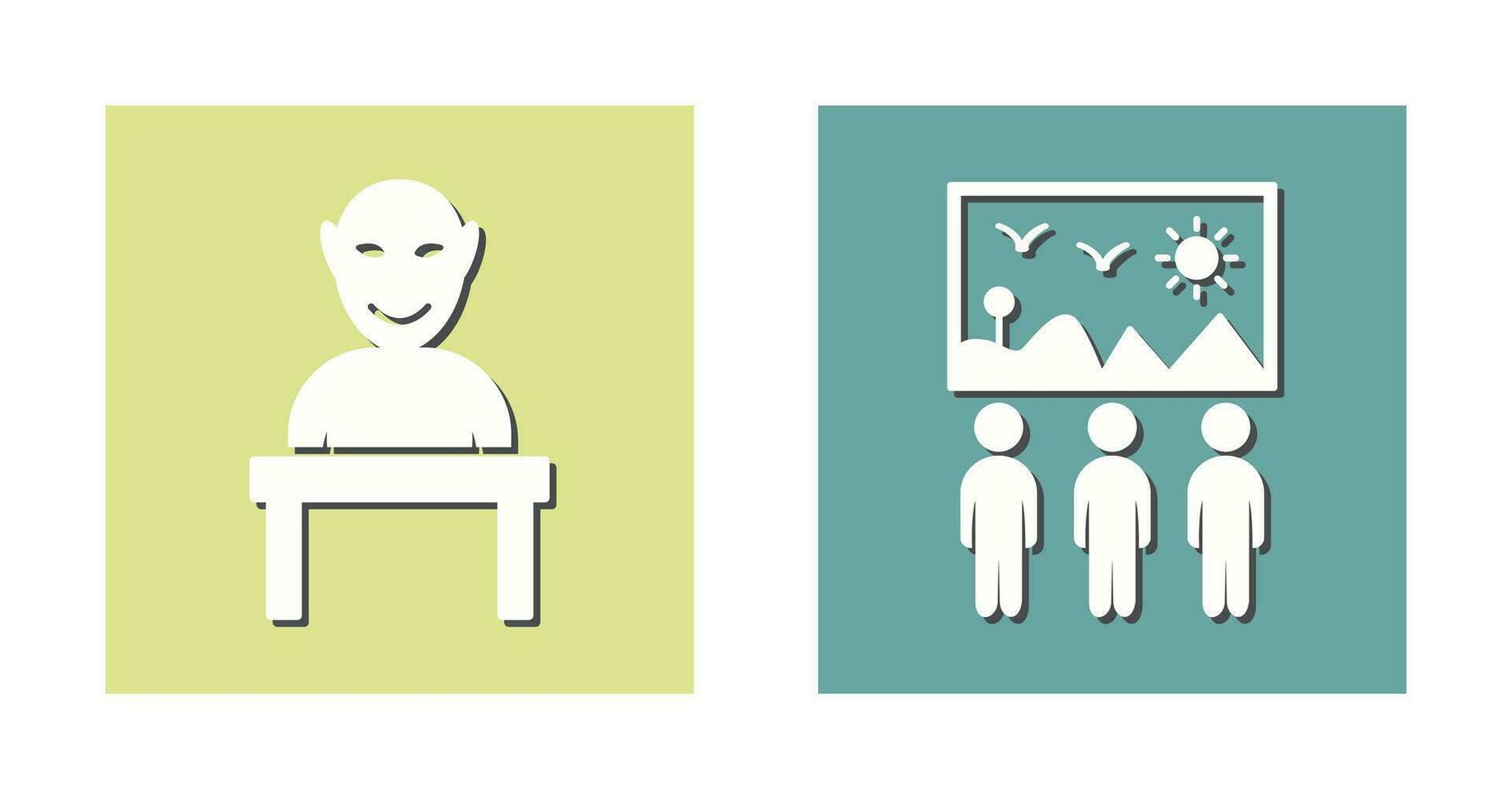 Human Sculpture and Viewing Icon vector