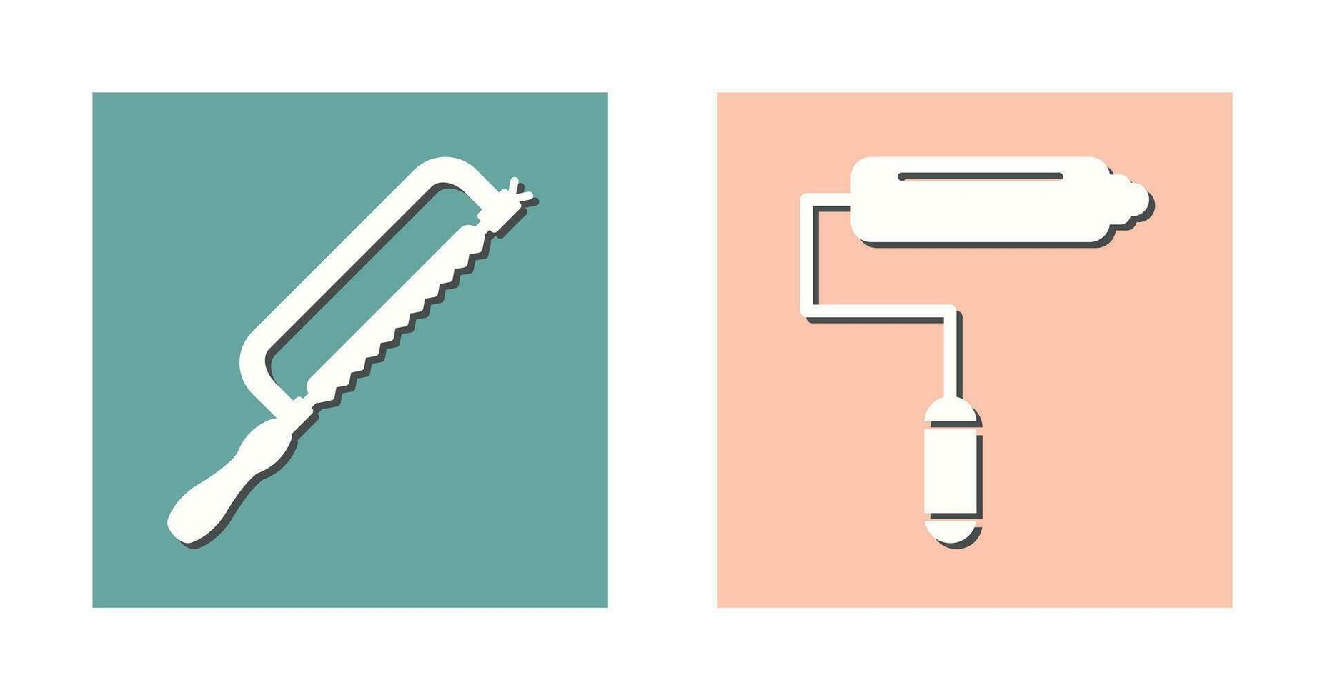 Hacksaw and Paint Roller Icon vector