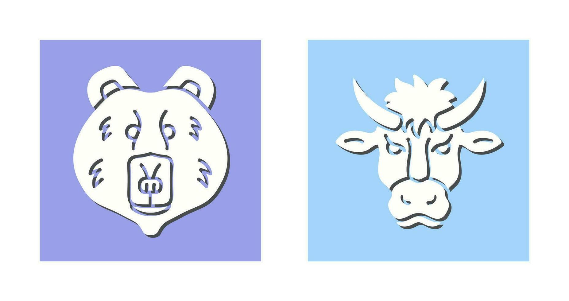 polar oso y bisonte icono vector